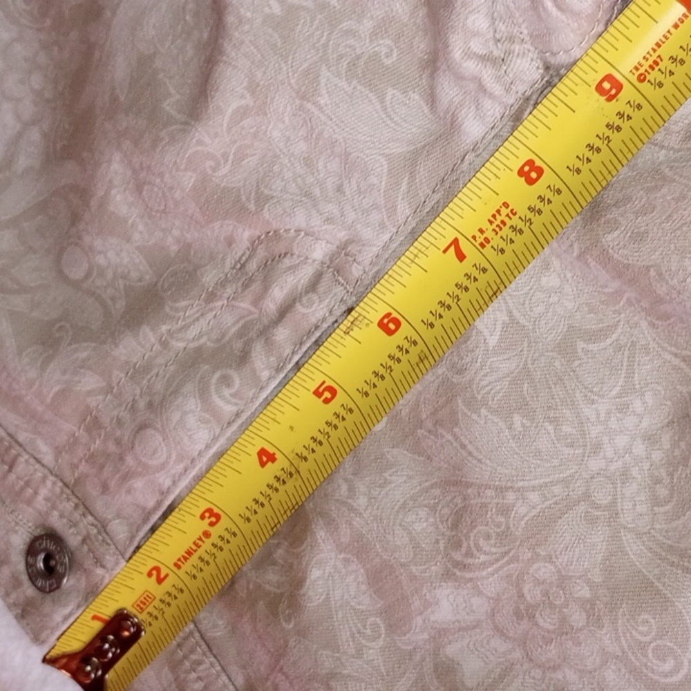 Women's Chico's Tan Paisley Straight Leg Jeans - Chico's Size 0 (Normal Size 4) - Picture 6 of 6